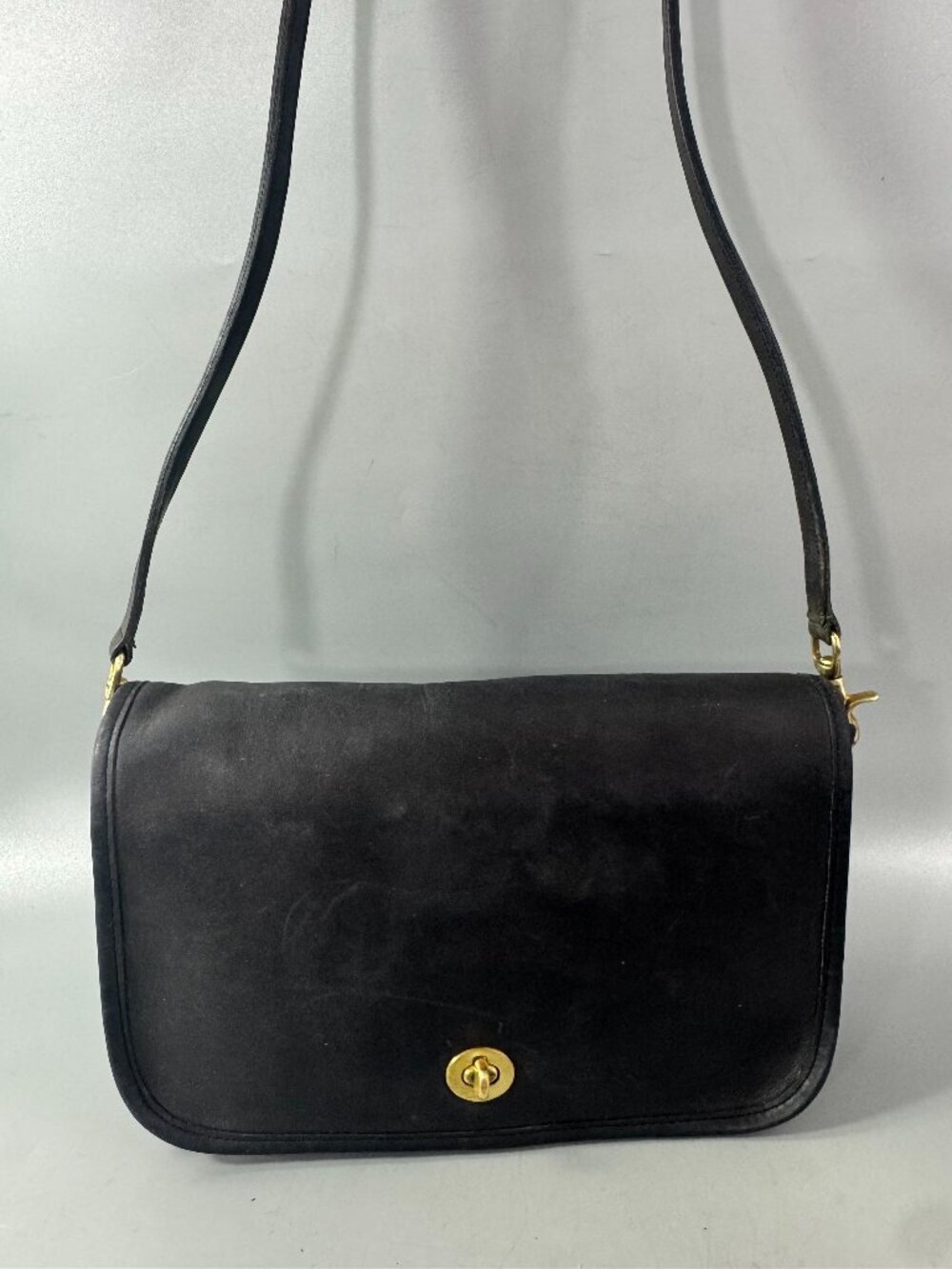 Authentic Vintage Coach 1980's Black Leather Convertible Clutch